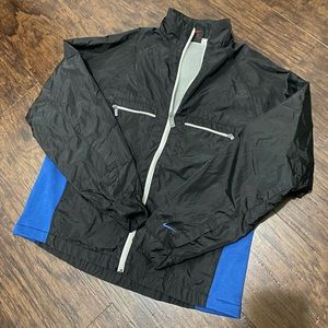 Vintage Nike 90s Windbreaker Zip Black Blue kids boys size M jacket lightweight